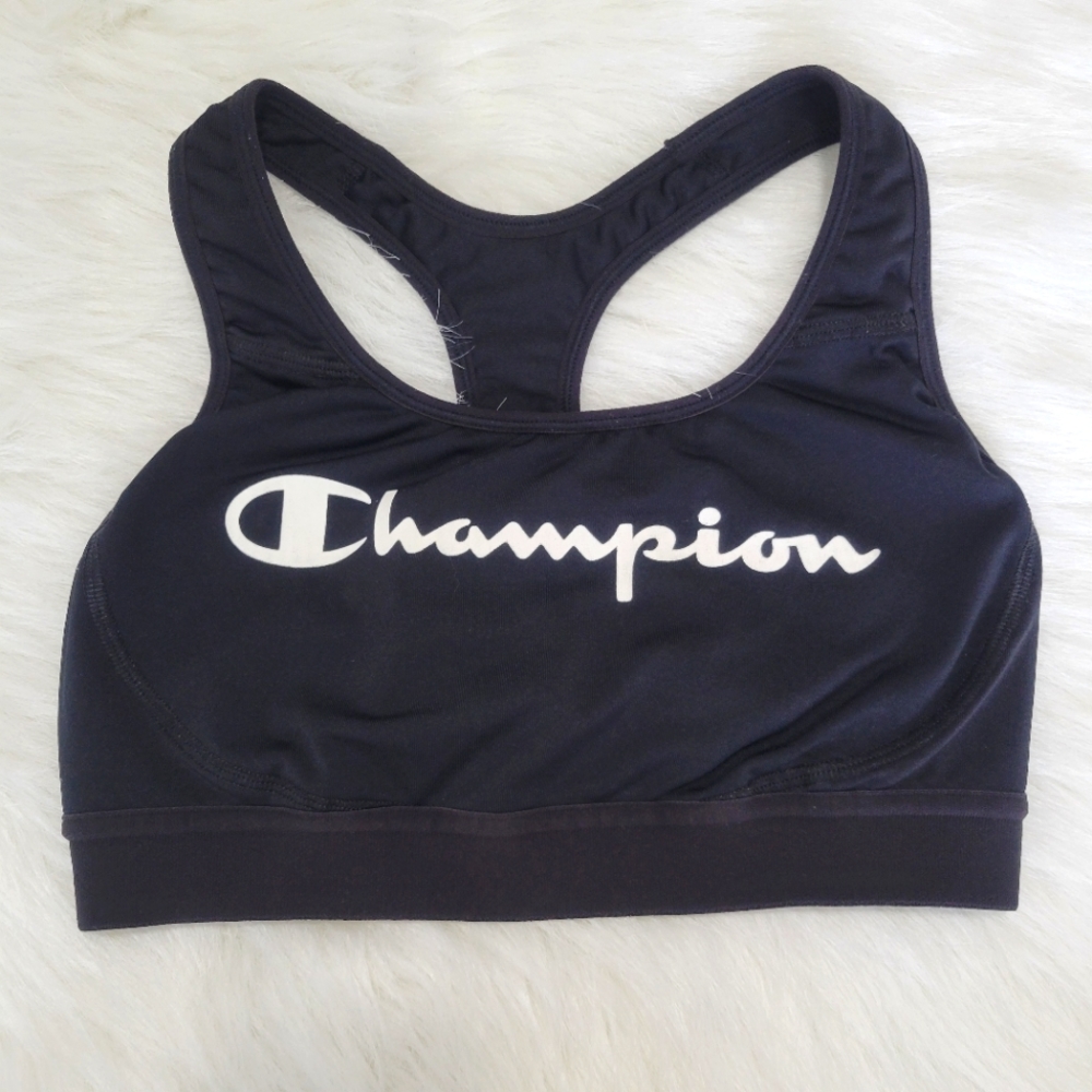 Champion Black Racer Back Sports Bra M EUC Medium Compression 2/$25